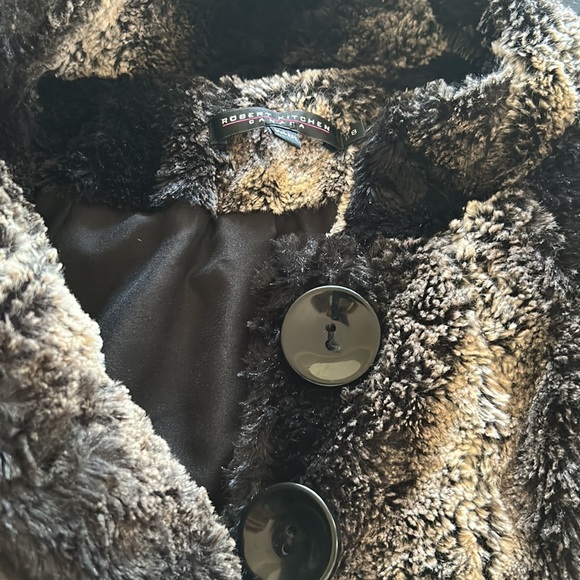 FAUX FUR Vest Cap sleeve & 3 Buttons 🇨🇦 design BLACK/Neutral US M EUC - Picture 9 of 11